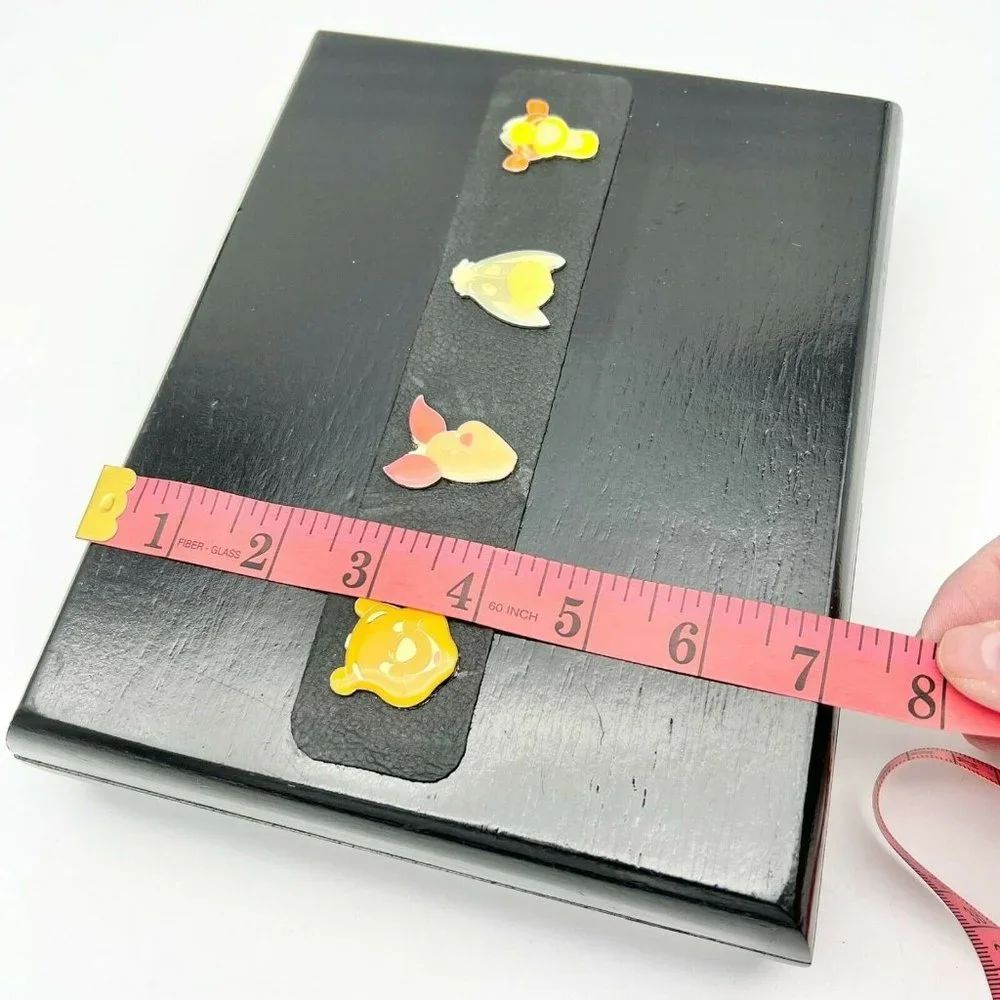Upcycled Wooden Cigar Box Winne the Pooh and Friends Storage Treasures Black Red